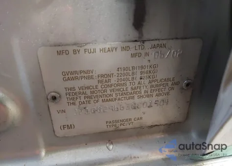 2003 Subaru Impreza Wrx из США, поврежденный, VIN JF1GG29663G801904